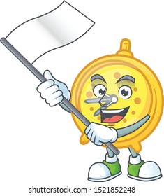 With flag alarm clock character on white background