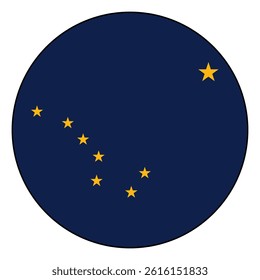 Flag of Alaska. Black edge. Alaska circle flag logo icon computer vector illustration design.