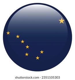 Flag of Alaska. Button flag icon. Standard color. Circle icon flag. 3d illustration. Computer illustration. Digital illustration. Vector illustration.