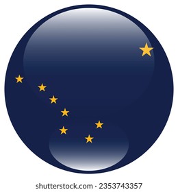 Flag of Alaska. Button flag icon. Standard color. Circle icon flag. 3d illustration. Computer illustration. Digital illustration. Vector illustration.