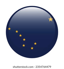 Flag of Alaska. Button flag icon. Standard color. Circle icon flag. 3d illustration. Computer illustration. Digital illustration. Vector illustration.