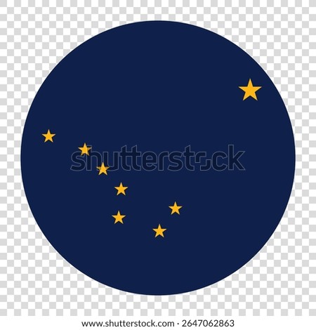 Flag of Alaska. Alaska circle flag logo icon computer vector illustration design. Transparent checkerboard background.