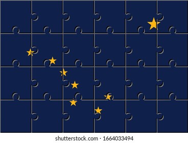 Flag of alaska made with jigsaw puzzle pieces