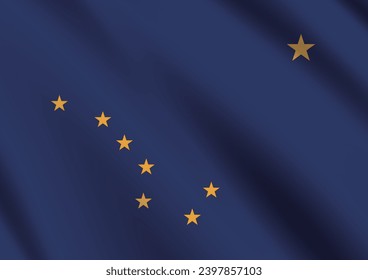 The flag of Alaska. The official ratio. The wavy flag. Standard size. Standard color. Flag icon. Digital illustration. Computer illustration. Vector illustration.