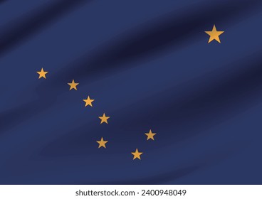 The flag of Alaska. The official ratio. The wavy flag. Standard size. Standard color. Flag icon. Digital illustration. Computer illustration. Vector illustration.