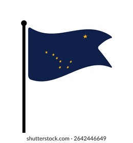 Bandeira do Alasca. Design de ícone de ilustração de vetor da bandeira do Alasca. Bandeira de mastro flutuante.