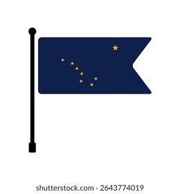 Flag of Alaska. Alaska flag vector illustration icon design. Flagpole flag icon.