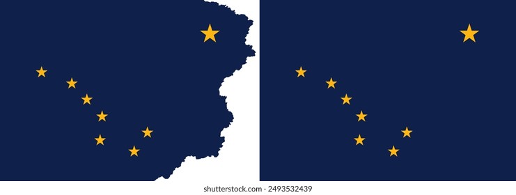 Vector de Alaska. Bandera estándar y con bordes rasgados