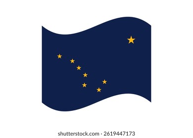 Flag of Alaska. Alaska wavy flag digital vector illustration. Fluttering flag.
