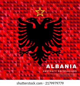 Flag of Albania. Abstract background of small red triangles in the form of the Albanian flag. Vector illustration.