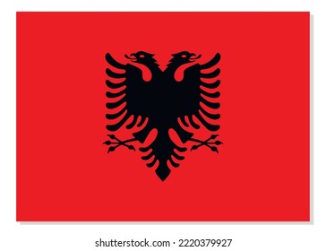 Flagge Albaniens. Albanisches Nationalsymbol in offiziellen Farben. Vorlagensymbol. Abstrakter Vektorhintergrund.