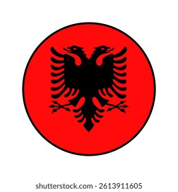 Flag of Albania. Black edge. Albania circle flag logo icon computer vector illustration design.