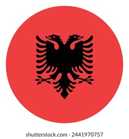Bandera de Albania. Icono de marca de botón. Color estándar. Icono de círculo. Ilustración de computadora. Ilustración digital Ilustración vectorial.