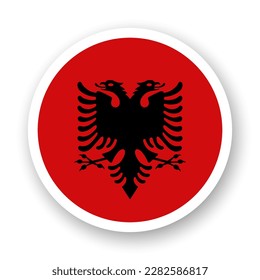 Flag of Albania flat icon. Round vector element with shadow underneath. Best for mobile apps, UI and web design.
