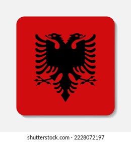 Flag of Albania flat icon. Square vector element with shadow underneath. Best for mobile apps, UI and web design.