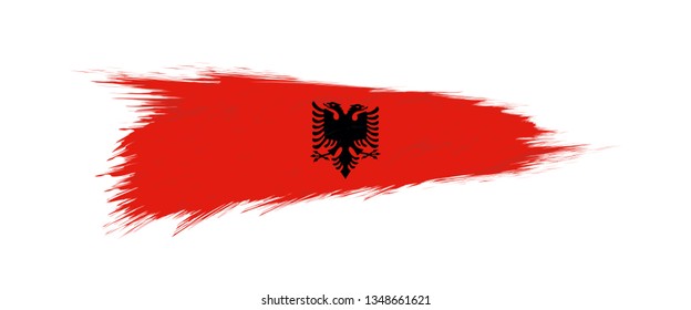 Flag of Albania in grunge brush stroke, vector grunge illustration.