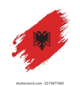 Flag of Albania Grunge Brush Stroke Style Vector