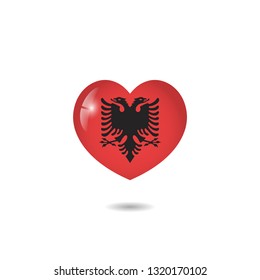 Flag of Albania heart 3d vector illustration