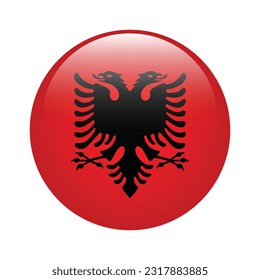 The flag of Albania. Flag icon. Standard color. The round flag. 3d illustration. Computer illustration. Digital illustration. Vector illustration.