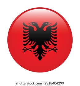 The flag of Albania. Flag icon. Standard color. The round flag. 3d illustration. Computer illustration. Digital illustration. Vector illustration.