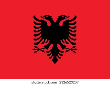 The flag of Albania. Flag icon. Standard color. Standard size. A rectangular flag. Computer illustration. Digital illustration. Vector illustration.