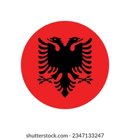 The flag of Albania. Flag icon. Standard color. Circle icon flag. Computer illustration. Digital illustration. Vector illustration.