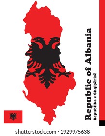 flag of Albania inside Albania map Albania flag illustration
