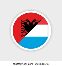 Flag of Albania and Luxembourg with circle frame and white background
