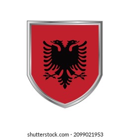 Flag of Albania with metal shield frame