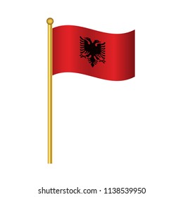 Flag of Albania ,Albania flag official colors and proportion correctly, Albania flag waving isolated Vector illustration eps10.