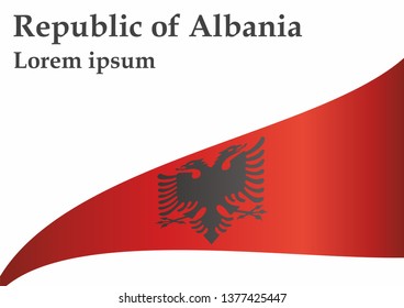 Flag of Albania, Republic of Albania. Template for award design, an official document with the flag of Albania. Bright, colorful vector illustration.