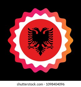 Flag of Albania round button. Vector Illustration.