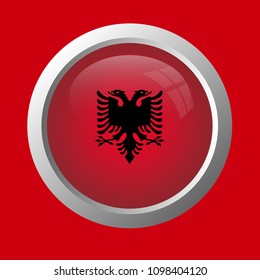 Flag of Albania round button. Vector Illustration.