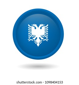 Flag of Albania round button. Vector Illustration.