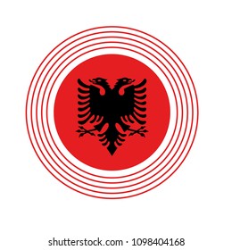 Flag of Albania round button. Vector Illustration.