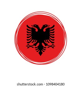 Flag of Albania round button. Vector Illustration.