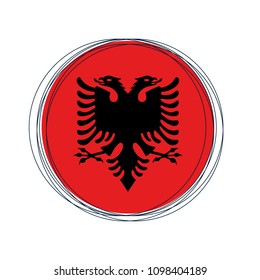 Flag of Albania round button. Vector Illustration.