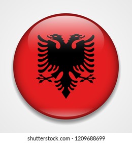 Flag of Albania. Round glossy badge