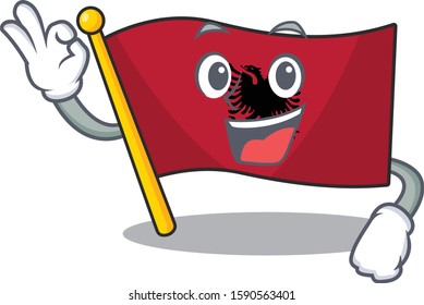Flag albania Scroll mascot design making an Okay gesture