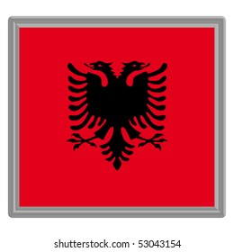 Flag of Albania with silver frame