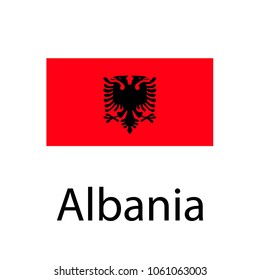 Flag of Albania with transparent shadows. Icon. Isolated Vector Illustration.

