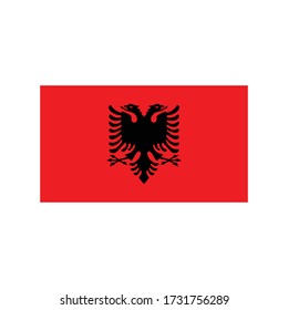 Flagge Albaniens. Vector Design isoliert auf weißem Hintergrund.