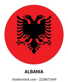 Flag of of Albania, of Albania flag vector illustration, of Albania flag in a circle.