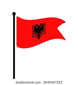 Bandeira da Albânia. Albânia bandeira vetor ilustração ícone design. Bandeira de mastro flutuante.