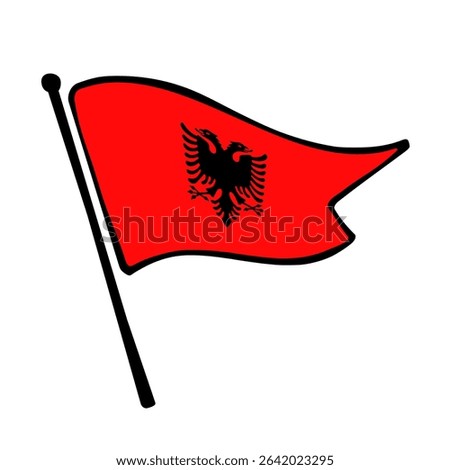 Flag of Albania, a vector illustration flag icon design in the hand-drawn style of Albania.