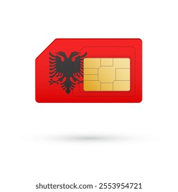 Flag of Albania. Vector illustration of SIM Card with flag on white background