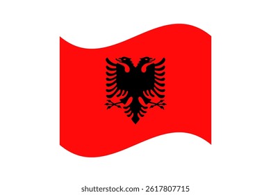 Flag of Albania. Albania wavy flag digital vector illustration. Fluttering flag.