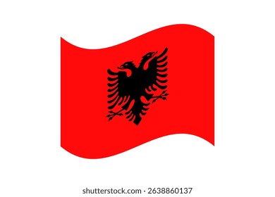 Flag of Albania. Albania wavy flag digital vector illustration. Fluttering flag.