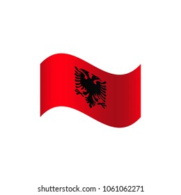 Flag of Albania. A wavy flag. Icon. Isolated Vector Illustration.