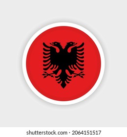 Flag of Albanian with circle frame and white background